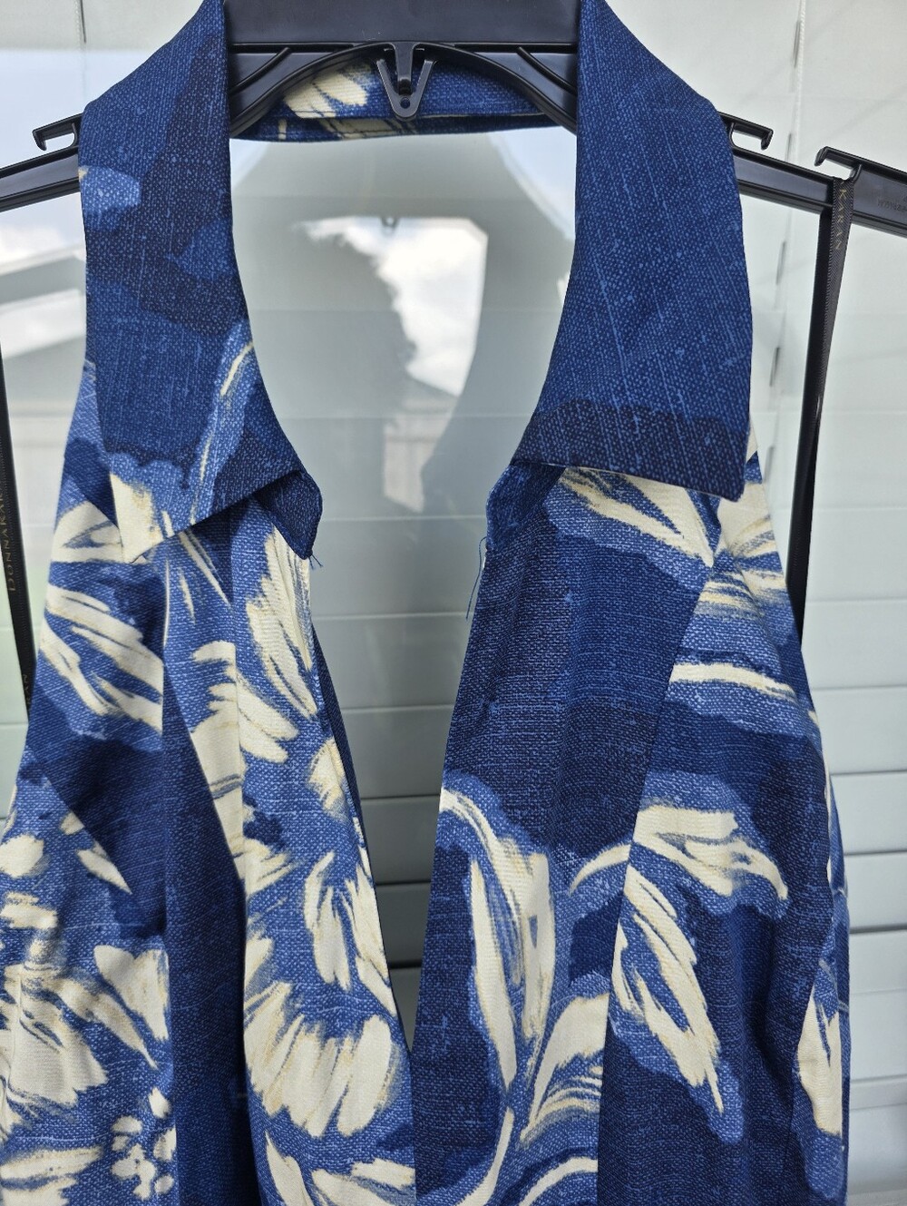 Donna Karan New York Halter Maxi Dress 16 Blue Floral Belted Resort NWT $199 - Picture 8 of 13